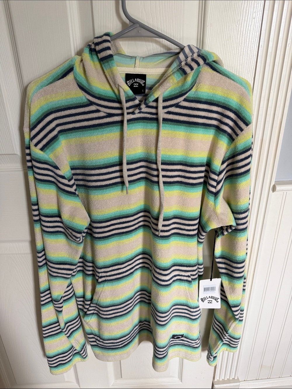 Billabong Striped Hooded Pullover - Mint, Navy, Cream, Yellow